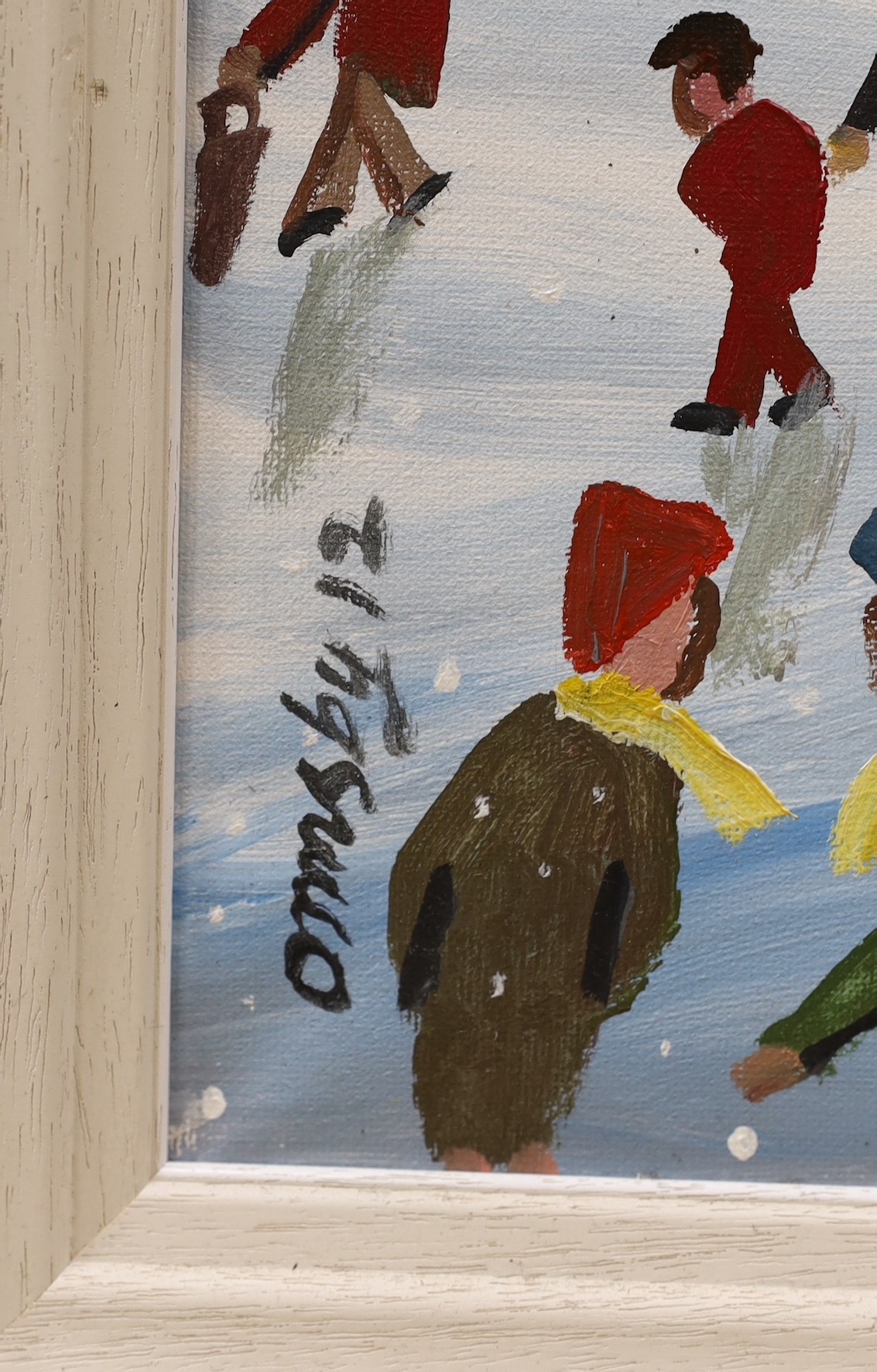John Ormsby (b.1969), oil on canvas, 'Christmas Shoppers', signed and dated '12, 60 x 60cm